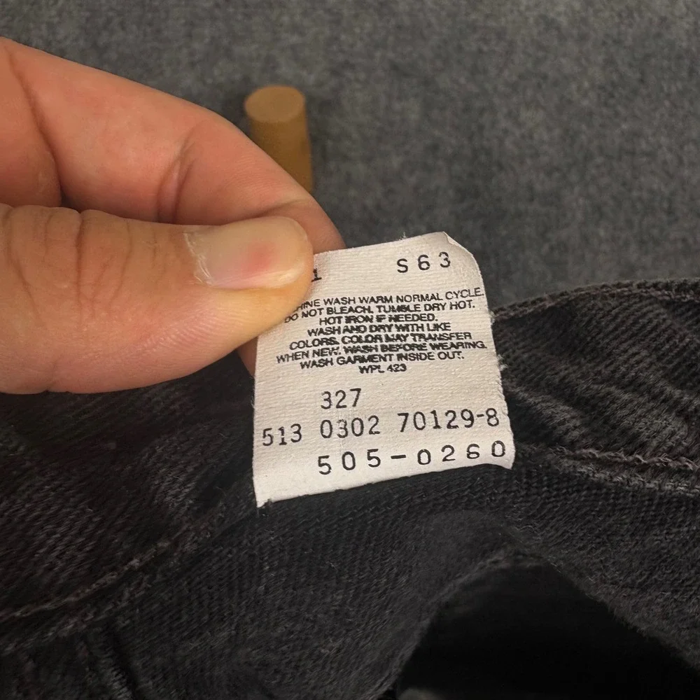 Levis 505 Regular Fit Straight Leg Black Jeans Mens 34x32 Made in USA 505-0260